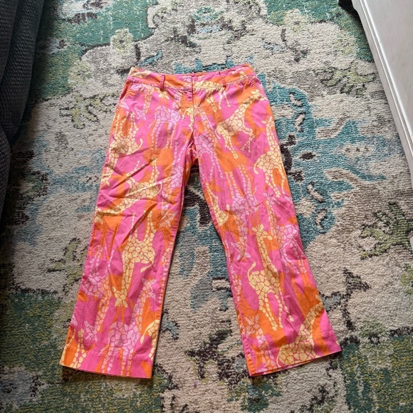 Lilly Pulitzer Pink Giraffic Park Pants – Size 4 - Picture 2 of 7